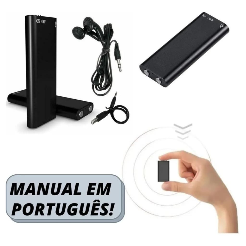 Gravador De Voz Profissional Grava Até 96 Horas 8gb Original Com NF Mini Micro Escuta