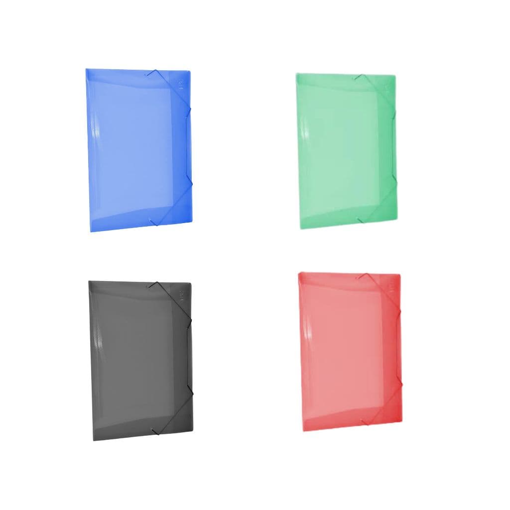 Pasta Meio Ofício 245x183 mm Colorida Aba Elástica 500 (Azul, Fumê, Verde e Vermelho) - DAC