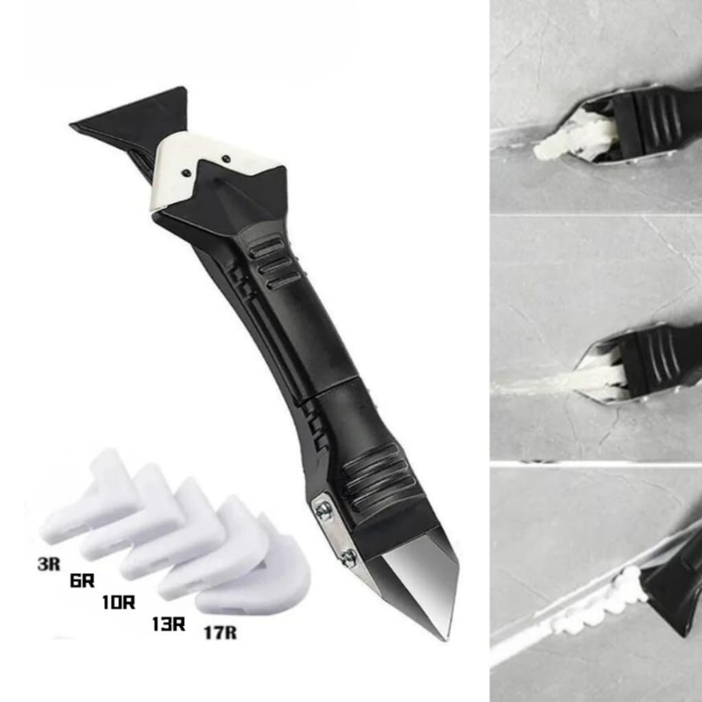 Espátula Rejunte Removedor De Silicone 3 em 1 Raspador Calafetagem Com 5 Tipos De Rarios de acabamento Para Piso Massa