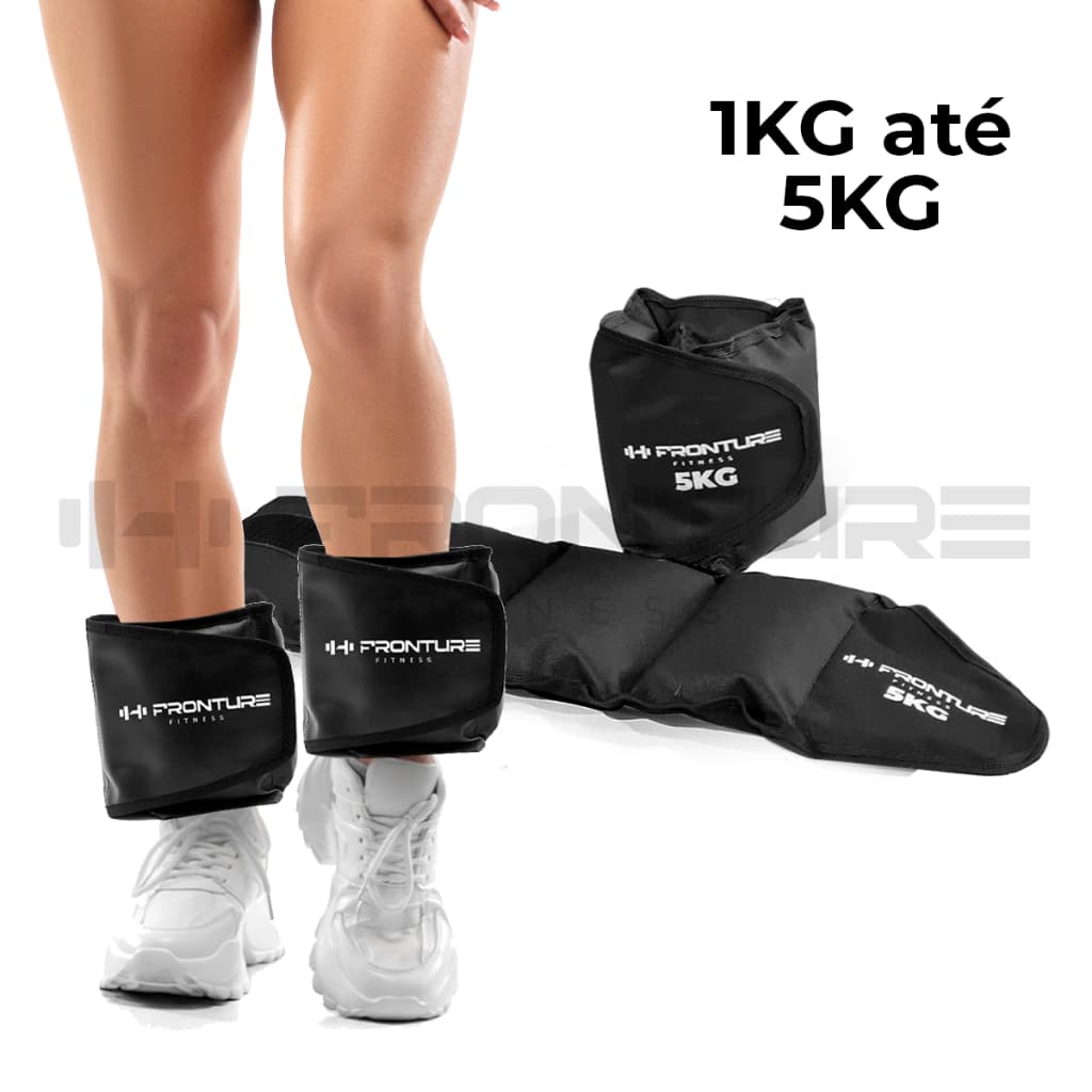 Par de Caneleira Peso Treinar Pernas Treino em Casa Academia Tornozeleira Funcional Preta 1kg a 5kg