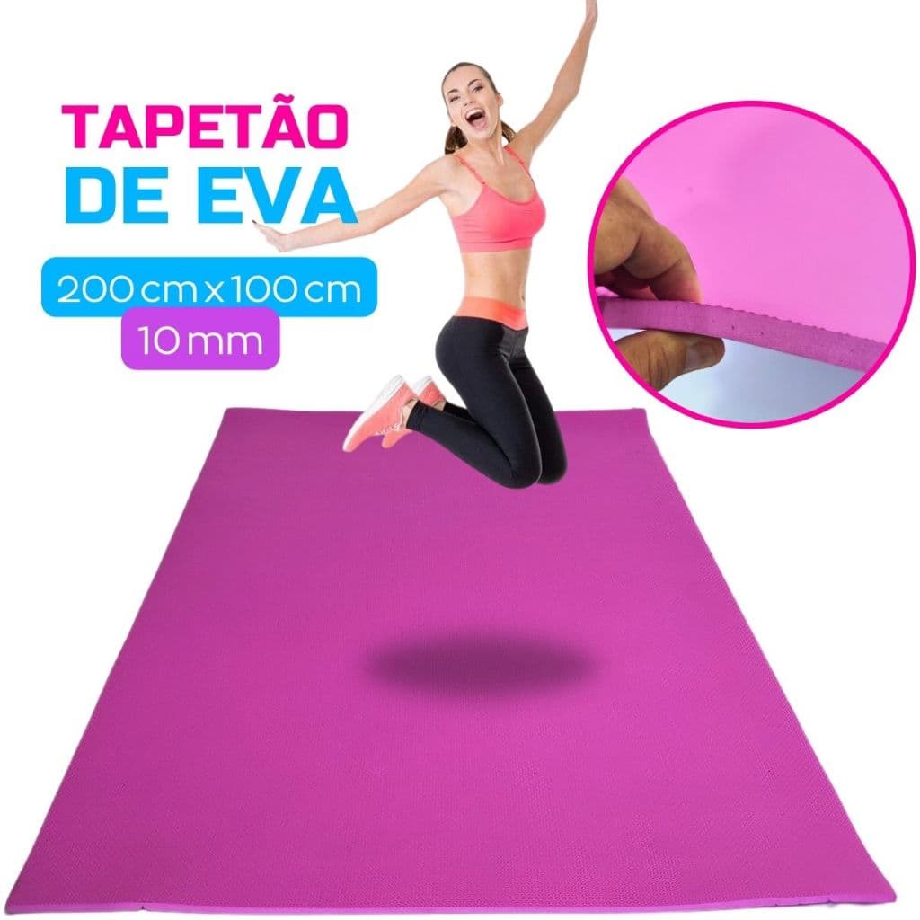 Colchonete EVA Grande 200x100cm 2x1m 10mm Lençol Borracha Exercício Yoga Pilates Protetor Chão Piso