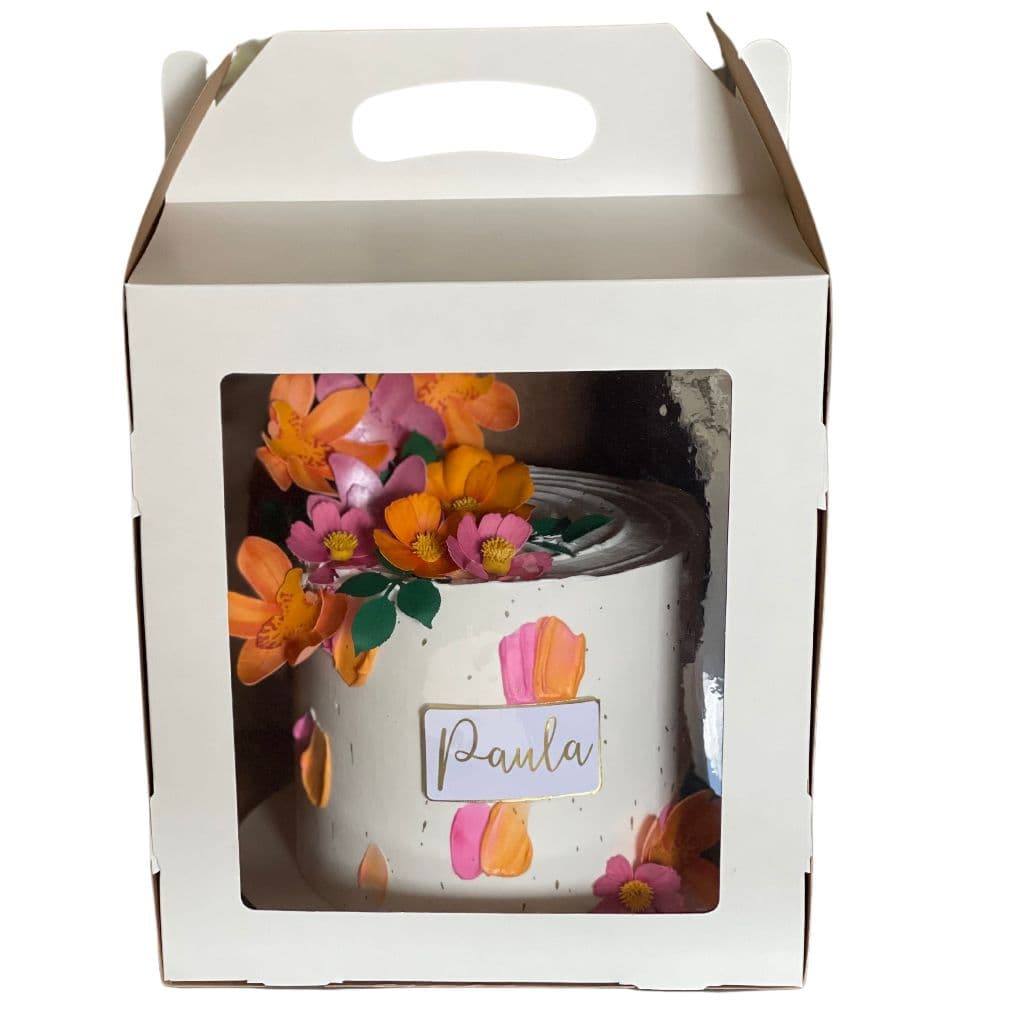 CAIXAS PARA BOLO ALTO 26x26x26  COM ALÇA DE APOIO E VISOR