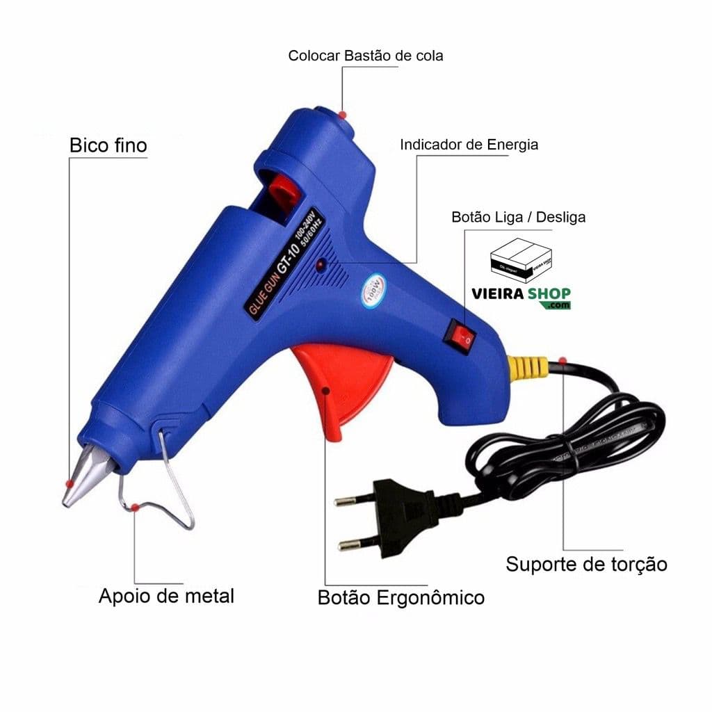 Pistola Cola Quente 100W Grande 11 mm (tubo Grosso) Bivolt