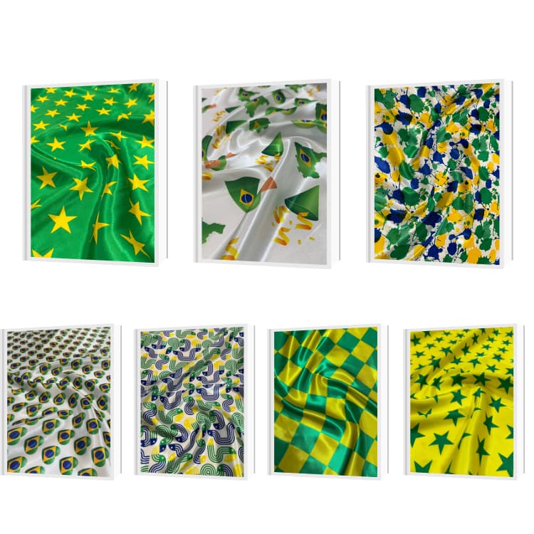 Tecido Cetim Estampado Brasil Patriota 1,40m Para Decorações e Festas