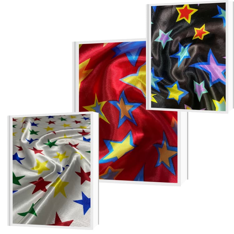 Tecido Cetim Estampa Estrelas Coloridas 1,40m Festas e Fantasias