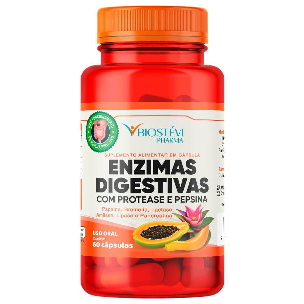 ENZIMAS DIGESTIVAS COM PROTEASE E PEPSINA - 60 CÁPSULAS