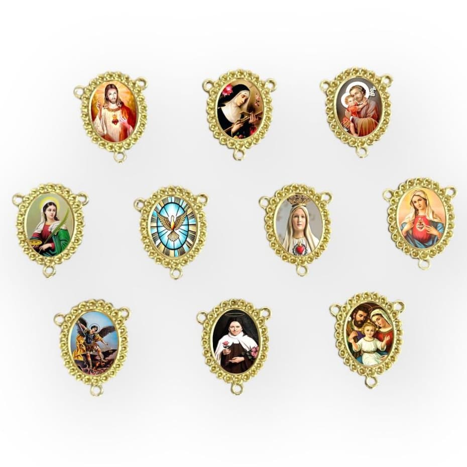 Entremeio para Terço Dourado Resinados Santos de Devoção - 1 ou 5 unidades entremeios