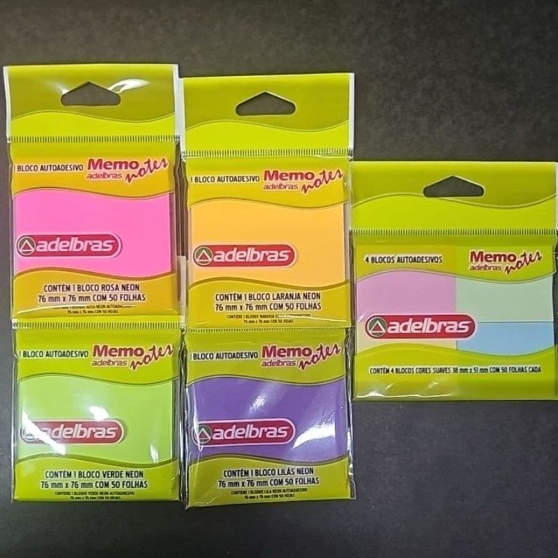 KIT 5 BLOCO ADESIVO PARA ANOTAÇÕES ADELBRAS