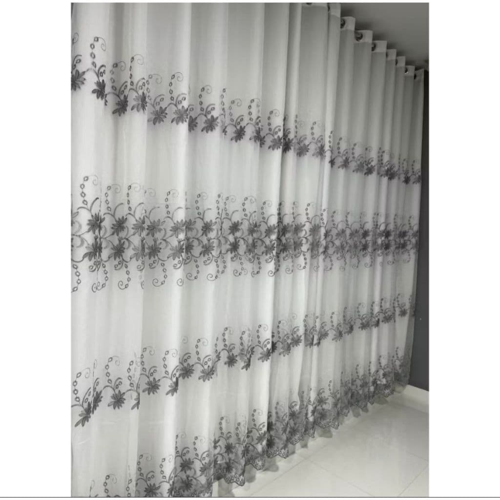 Cortina Quarto Sala Nobreza 3m X 2,80m Bordado trabalhado Janela Luxo