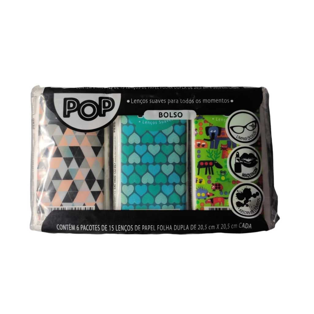 Kit com 6 pacotes de lenço duplo de bolso 20,5cm x 20,5cm