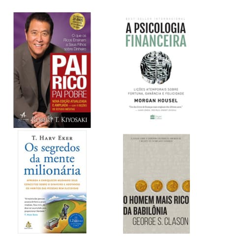 Kit 4 livros Pai rico, Pai Pobre, Segredos da Mente Milionária, Psicologia Financeira e Babilônia