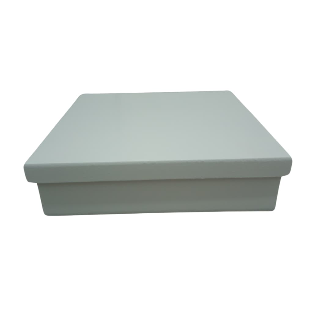 Caixa Quadrada Tampa Sapato 20x20x5 MDF Madeira Pintada de Branco