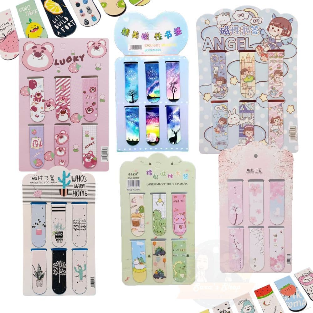 Marcador de Página Magnético Fofo Kit Bookmark Criativo Kawaii (Vários Modelos)