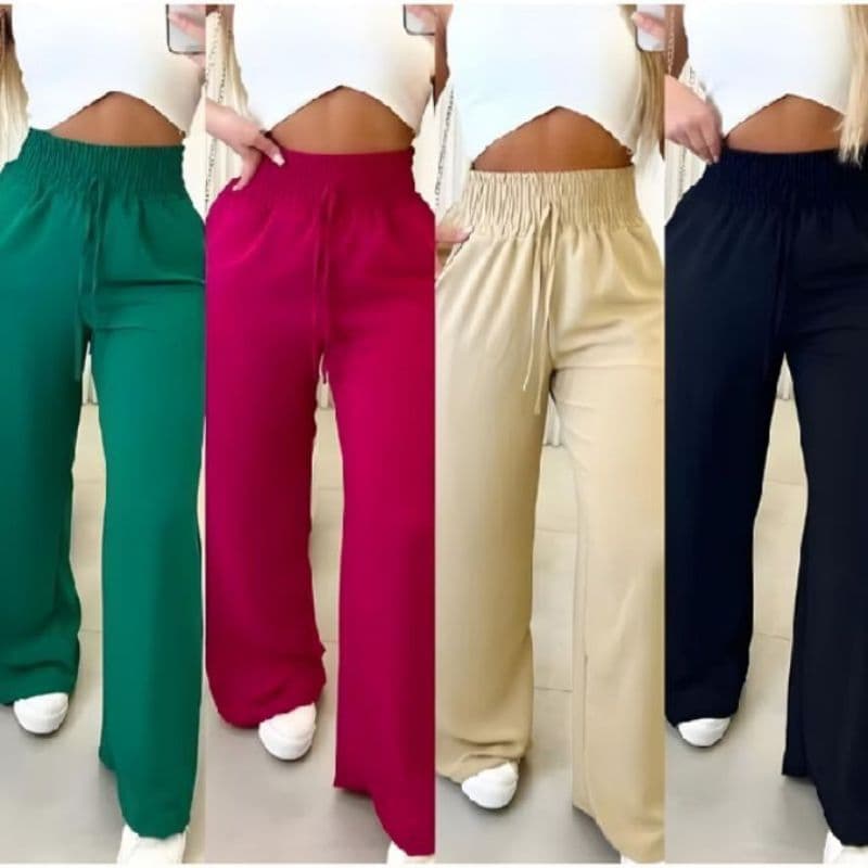 Calça Pantalona Cintura Alta com Bolso Dunas