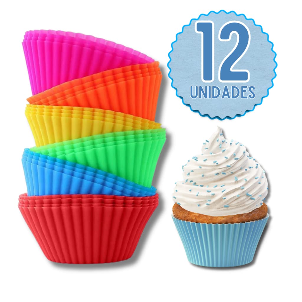 Forminha De Silicone Forma Assadeira Cupcake Mini Bolo Muffin 12 Unidades