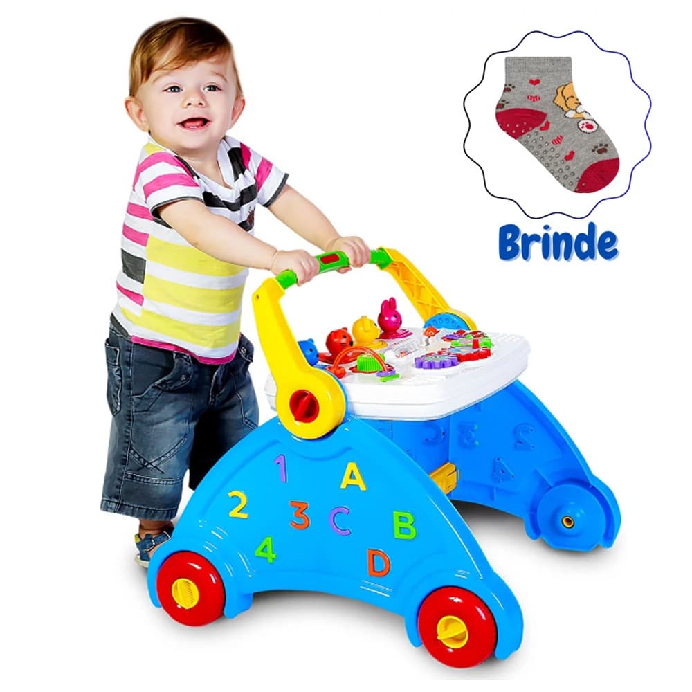 Andador Didatico Infantil 3x1 Poliplac Com Som + Brinde