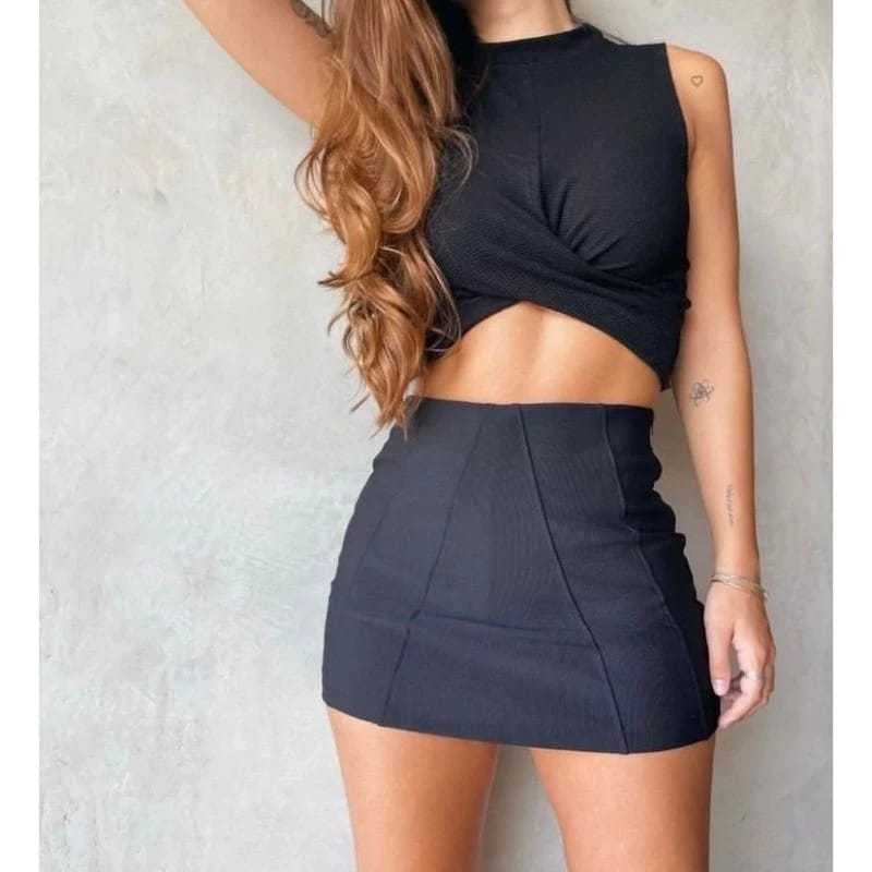 Short Saia Feminino Bengaline Poliamida Premium Moda Verao Promoção