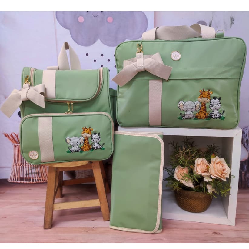 bolsa mochila de bebê maternidade menino safari