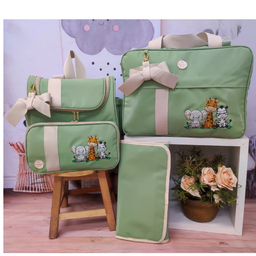 kit bolsa de maternidade com mochila safari menino verde