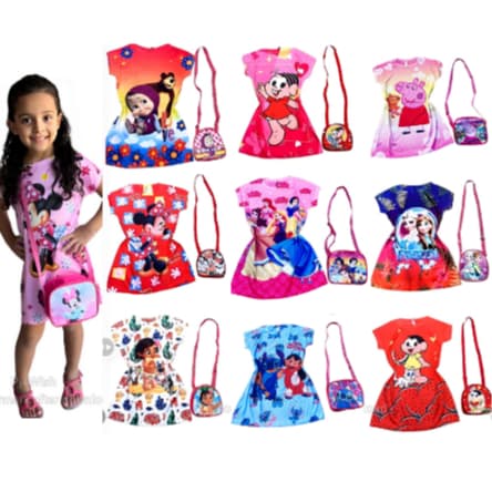 Kit Vestido + Bolsinha Menina ENVIO IMEDIATO