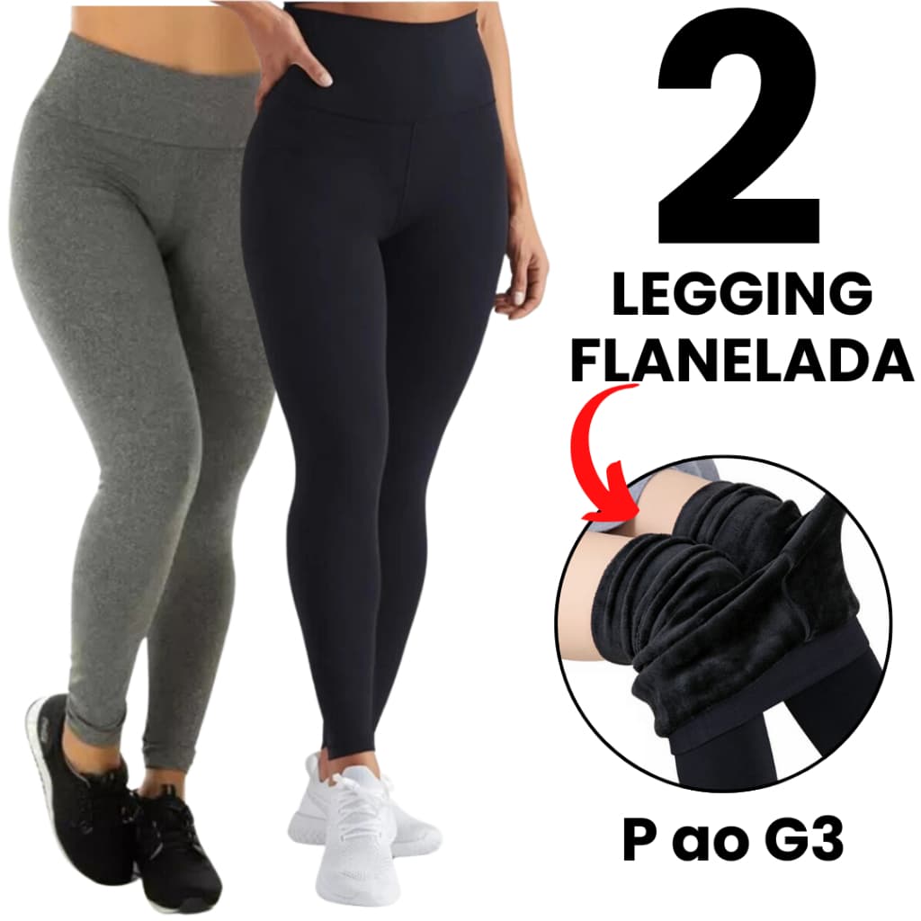 Kit 2 Calça Flanelada Peluciada Térmica Inverno Frio Preta