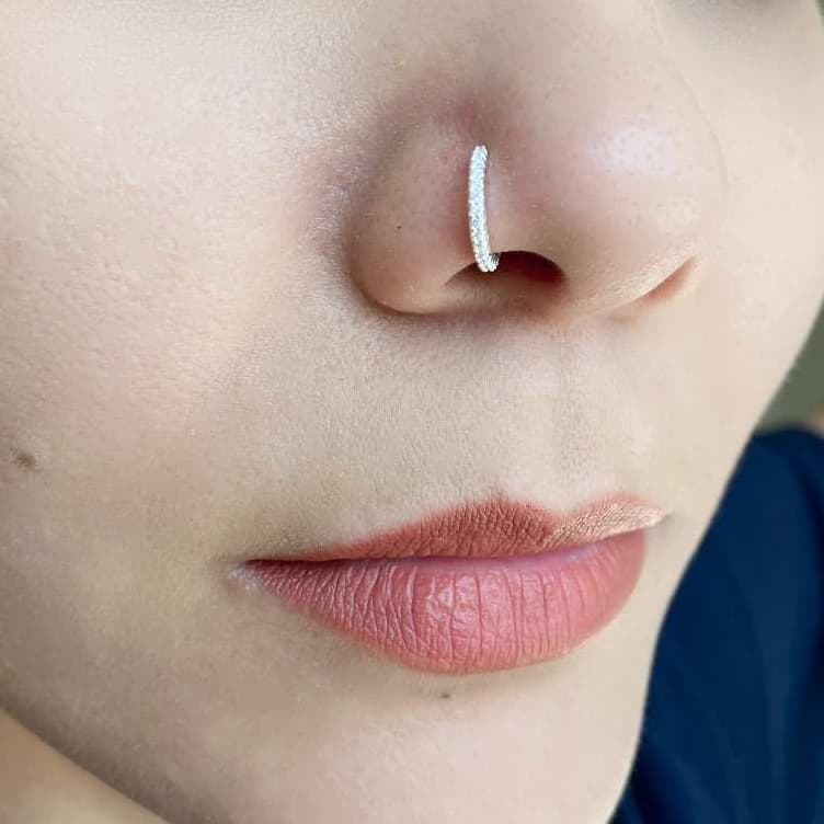 Piercing Nariz Cravejado Prata 925 Legítima
