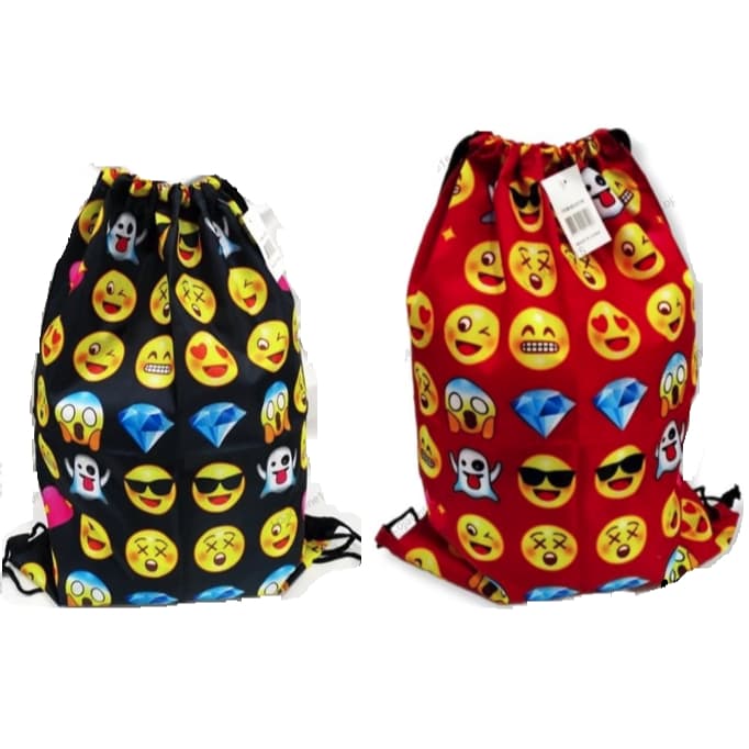 Saco Mochila de costa, Emoji Divertido Bolsa Sacochila Passeio Academia