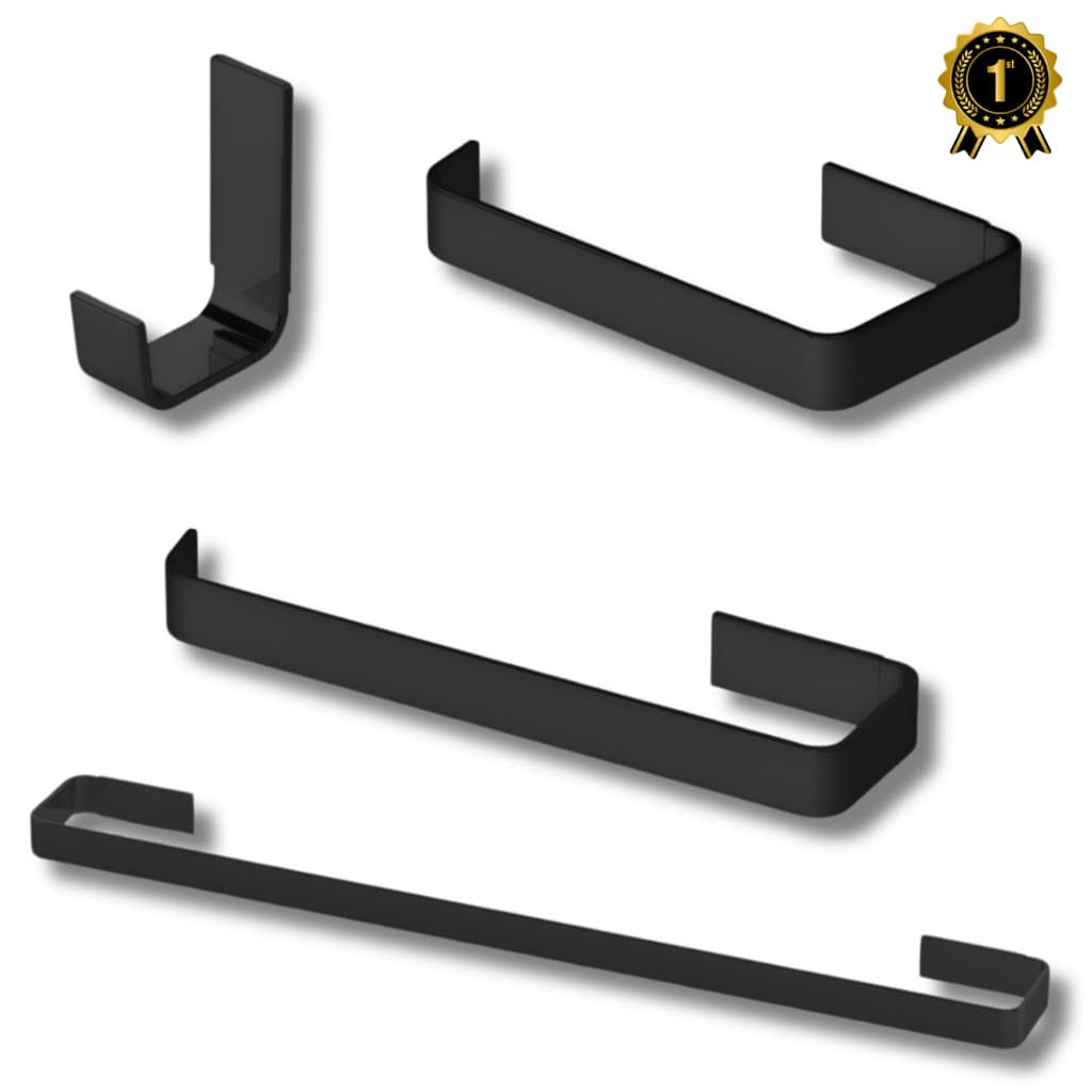 Kit de Acessórios para Banheiro Preto Fosco Luxo 4 Peças