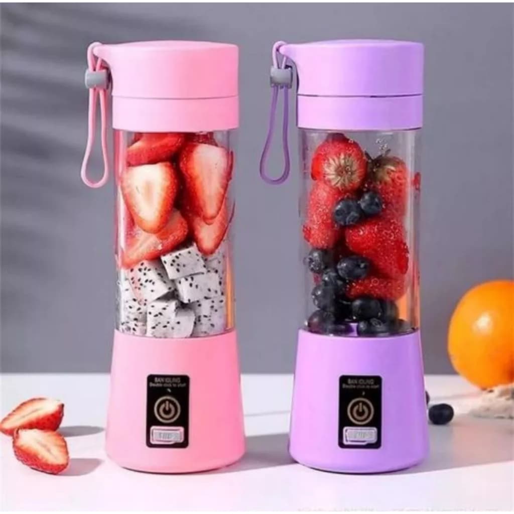 Liquidificador Portátil 6 Lâminas 380ML USB Recarregável Mixer Elétrico Para Suco Shake Detox Cores