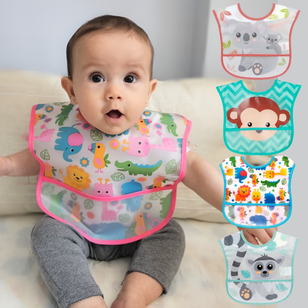 Babador para Bebe Impermeável Com Bolso Pega Migalhas Ajustável Buba