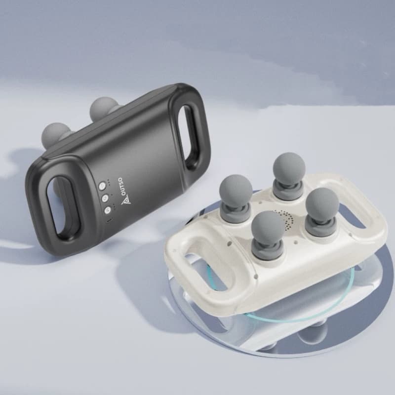 Massageador com 4 cabeças Pistola de massagem elétrica, massageador de tecidos profundos