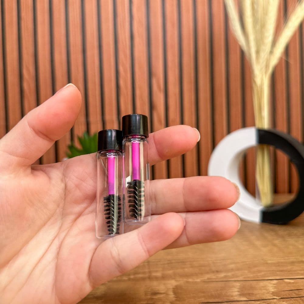 Kit 50/15 Mini Frasco Rímel Escovinha de Sobrancelhas Escovinhas Cílios Extensão Cílios Home Care Lash