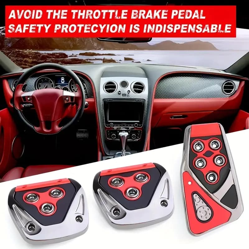 Kit 3 Peças Pedaleiras Esportivas Automotiva Carros Tuning Acessórios Universal
