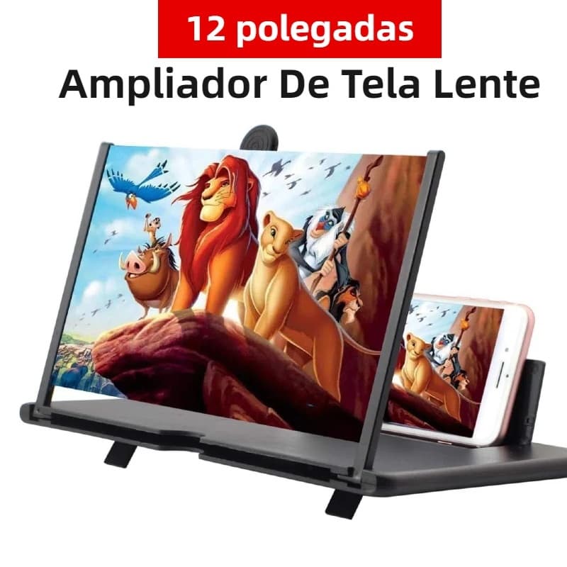 Ampliador De Tela Lente 3d Suporte Dobrável De Celular Para Vídeos e Jogos e Ensino 12 polegadas