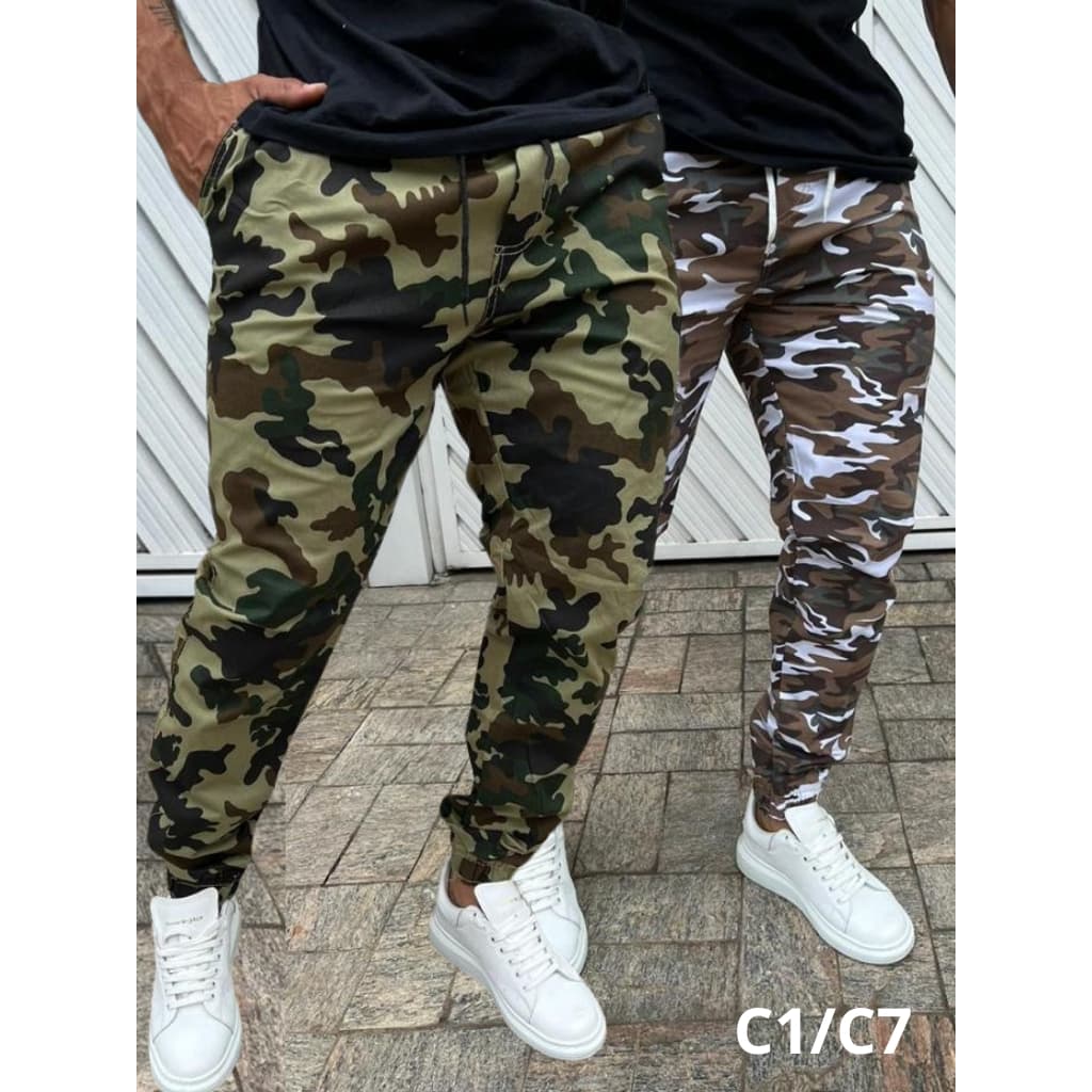 Kit 2 Calças Camuflada Jogger Masculina P ao GG Punhos Elastico Pronta Entrega Oferta