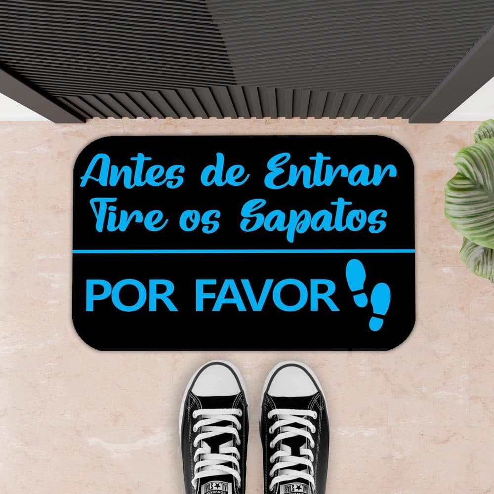 Tapete Decorativo Para Porta, sala e entrada, Antiderrapante Borracha Engraçado - 34X60  - 2mm  - TIRE OS SAPATOS