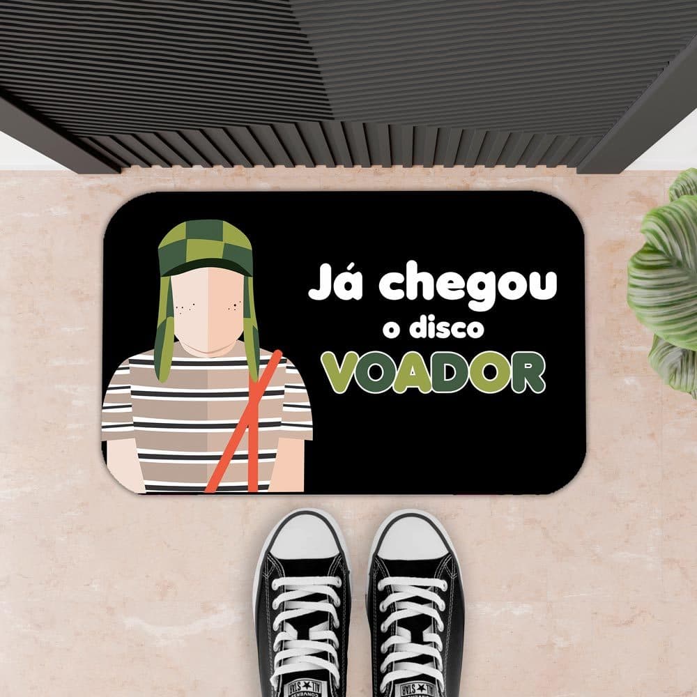 TAPETE PARA PORTA DECORATIVO - 34X60 - 2mm -  CHAVES JÁ CHEGOU O DISCO VOADOR