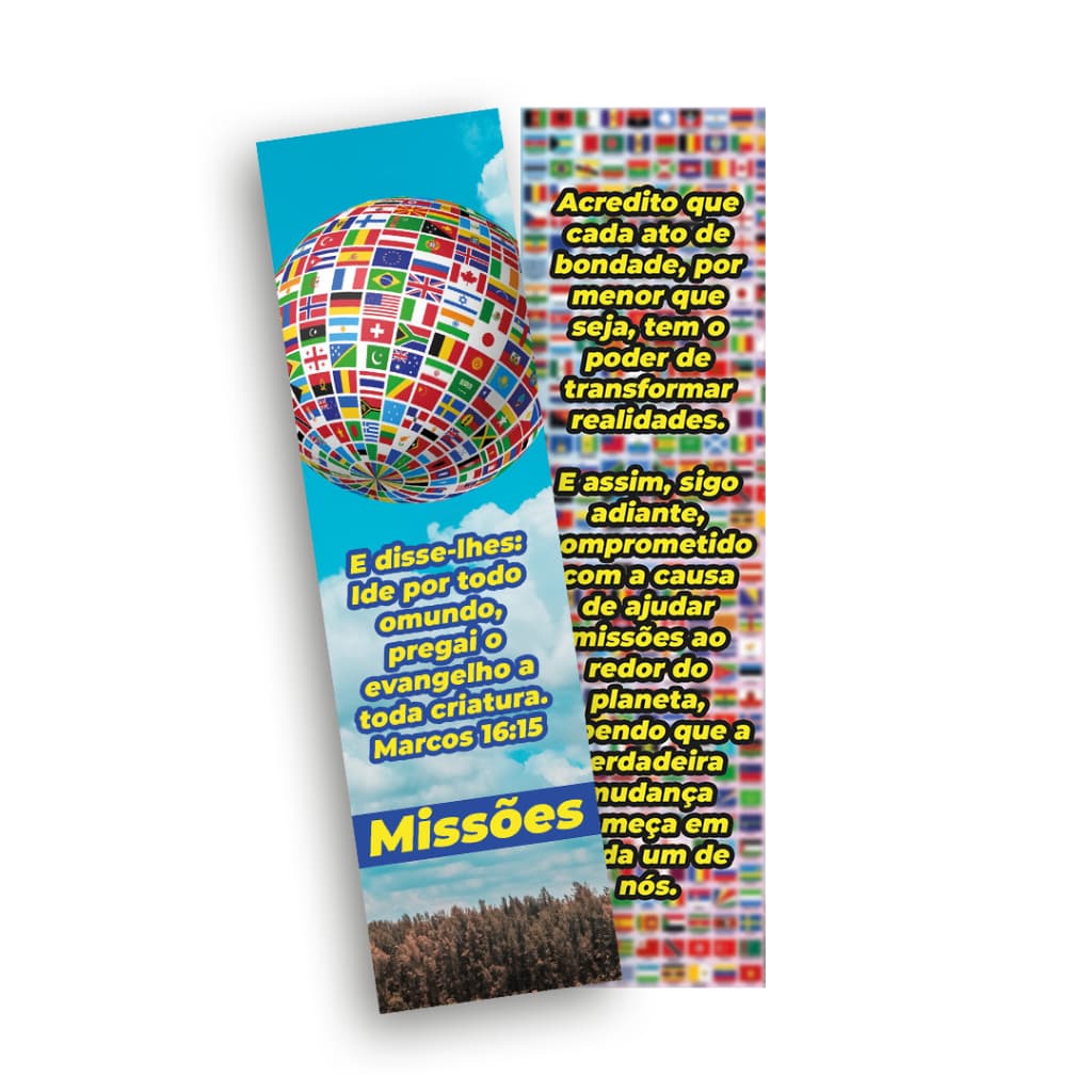 Marca Pagina Missões - Frente/Verso - Papel Couchê 250g