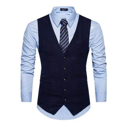 Colete Social Masculino Slim Fit com Regulagem Azul Marinho Corte Italiano Pronta Entrega