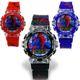 Relógio do Homem Aranha Spider Man Super Herói Marvel com Luz/Led e som Menino Menina Infantil