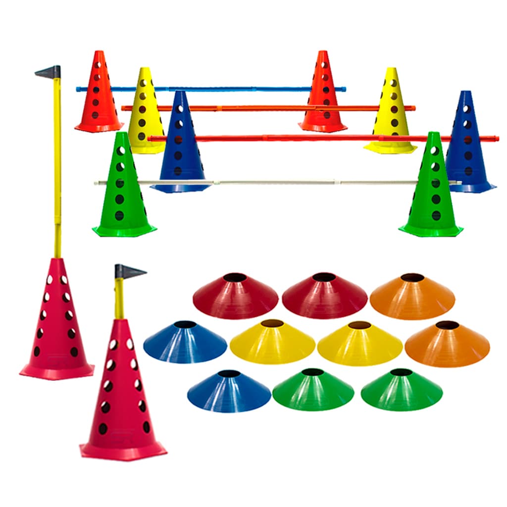 10 Pratos Agilidade + 10 Cones Furados C/ 5 Barreiras - Treino Funcional