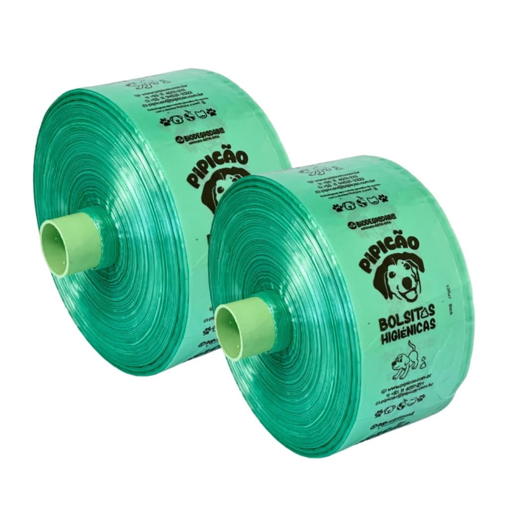 02 Bobinas Cata Caca 2000 Sacolas Biodegradáveis Coleta de Fezes de Cachorro Pipicão