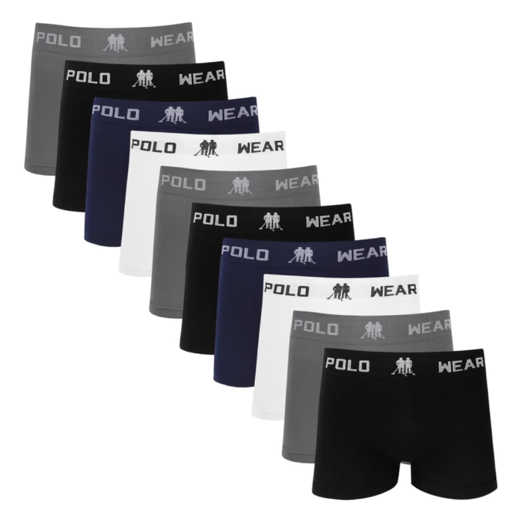 Kit 10 Cuecas Boxer Masculinas PoloWear Microfibra Sortidas