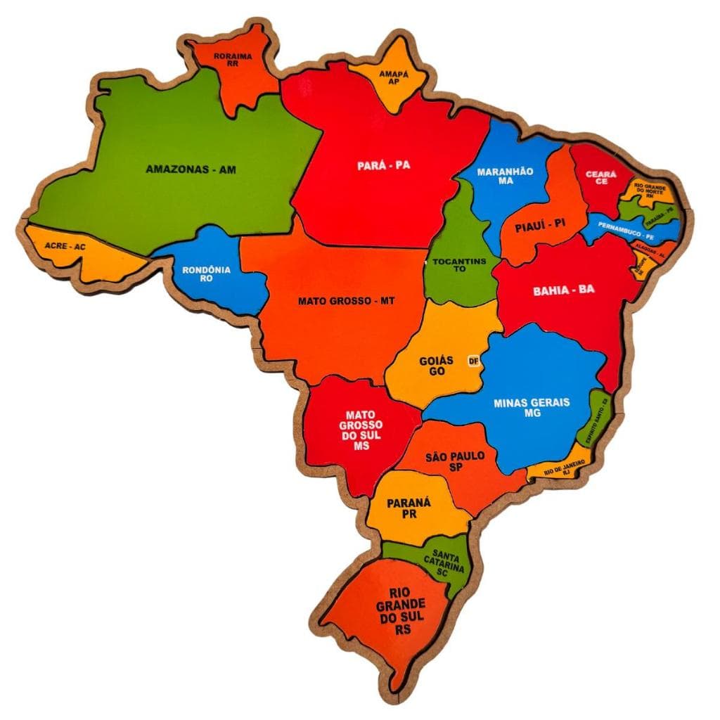 Mapa Do Brasil Quebra-Cabeça Brinquedo Educativo Estados e Região Em MDF