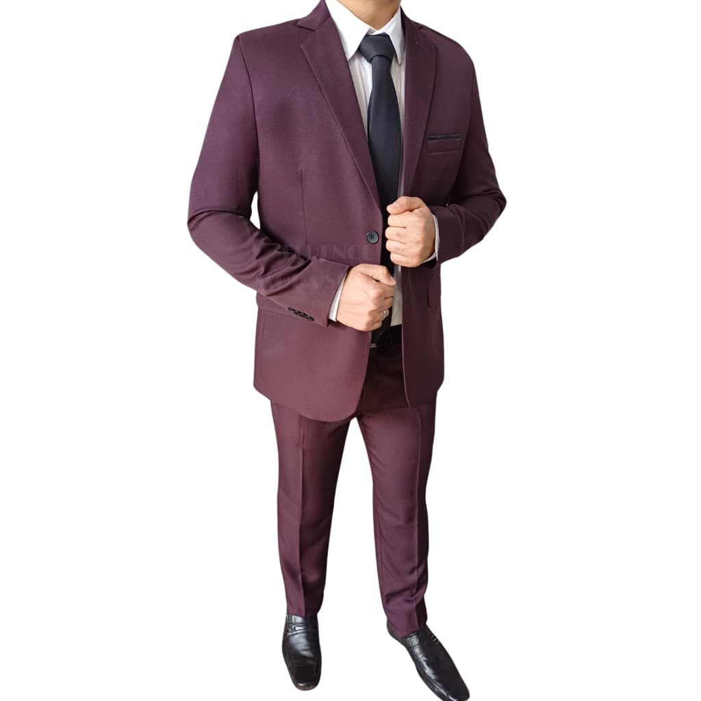 Terno Social Masculino Slim De Luxo Microfibra Gabardine Bordô Cores