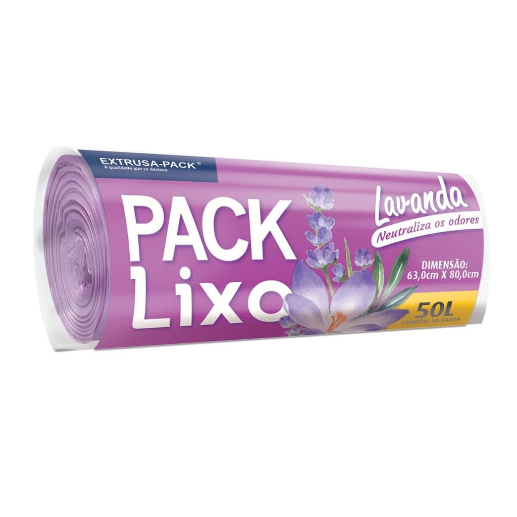 Saco De Lixo Lavanda Tira Odor Neutraliza Odores 50 Litros pacote com 30 unidades FRETE GRÁTIS