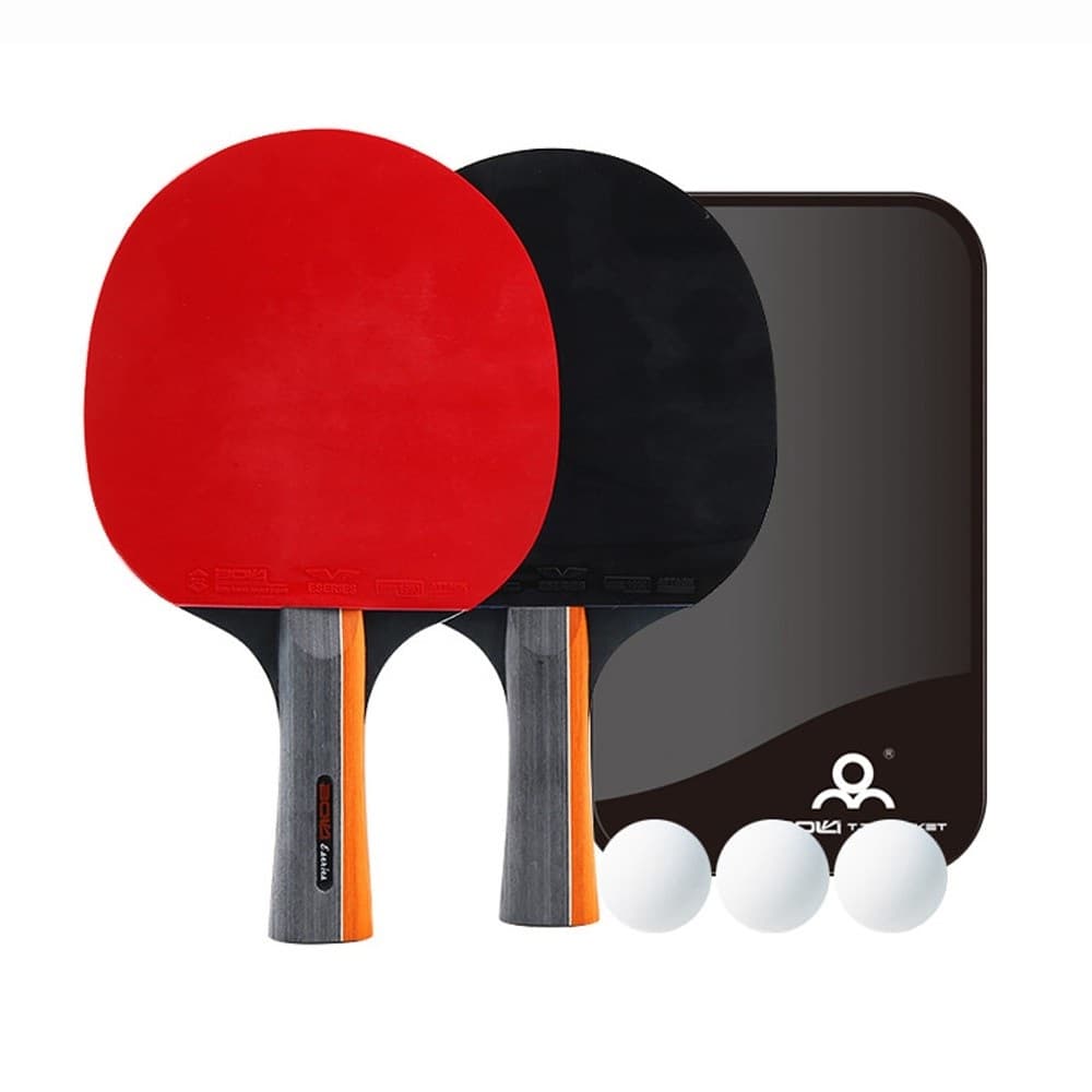 Kit Raquete Ping Pong Profissional Tênis de Mesa Cabo Longo 6 Estrelas