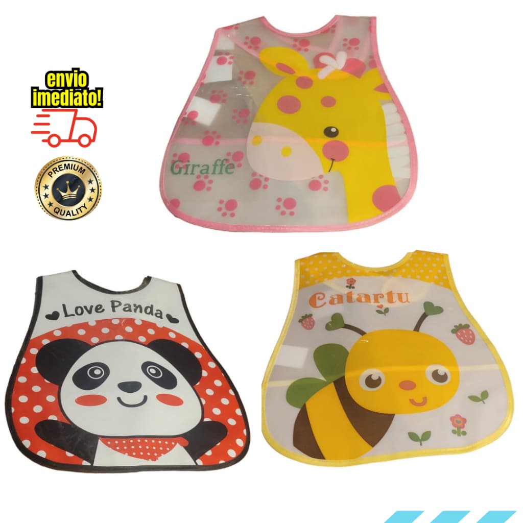 Babador Impermeável Kit 3 peças Avental Colete Infantil Bebê Criança Para Bebê Fácil De Limpar