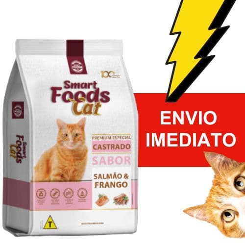 Ração para gatos castrados 10,1Kg Salmão e Frango Smart Foods - Envio Imediato