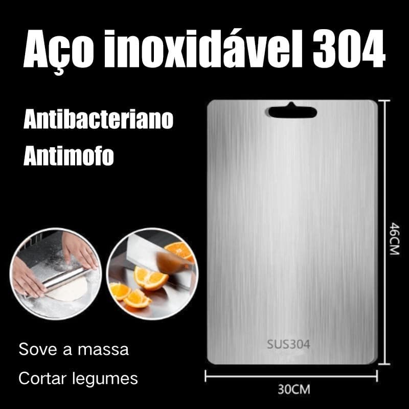 Tábua de corte profissional em aço inoxidável 304, multifuncional, antimofo e antibacteriano, ferramenta de cozinha